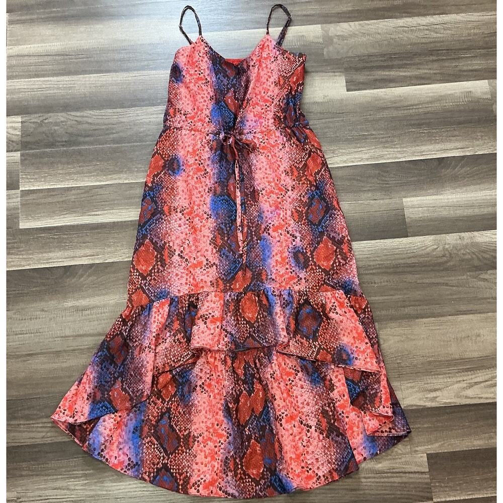 Anthropologie Drew Midi Dress Snake Print Spaghetti Strap Multi XS Boho Feminine